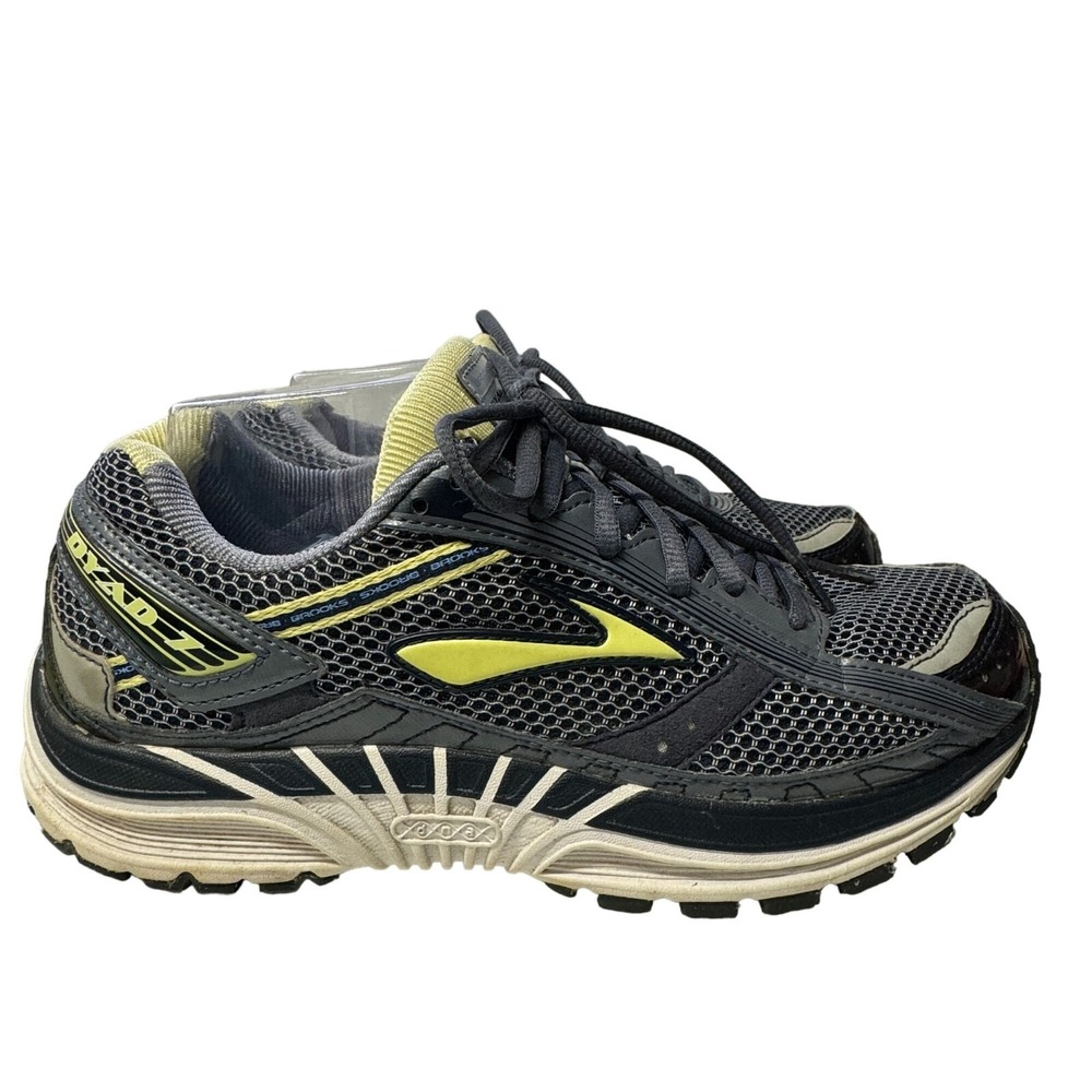 Brooks Dyad 7 Running Shoes Womens 10.5 B Gray Black Yellow Athletic Sneakers